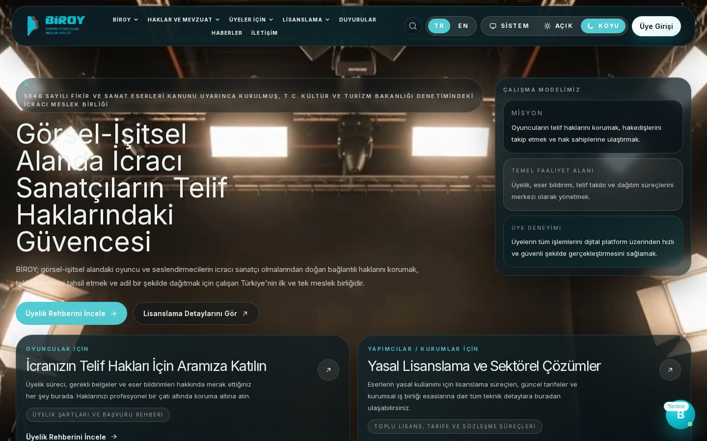 BİROY için hazırlanan Web Site Tasarımı çalışması