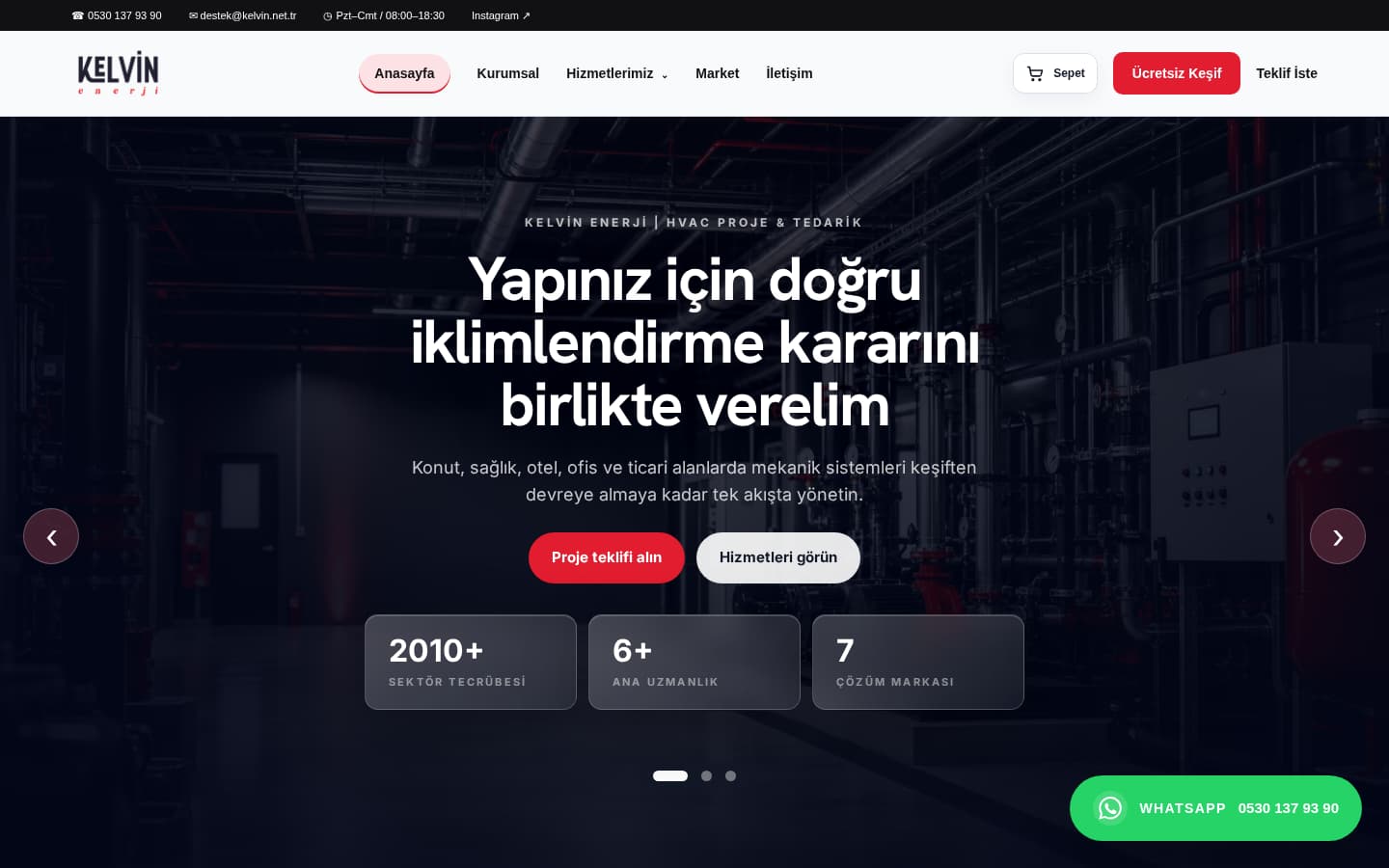 Kelvin Enerji için hazırlanan Web Site Tasarımı çalışması