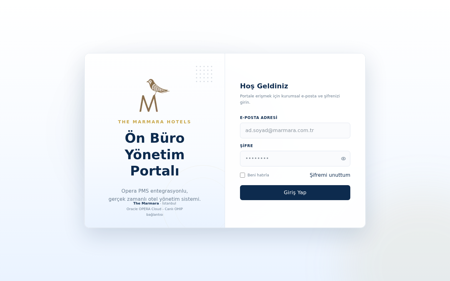 The Marmara Hotels Özel Yazılım projesi