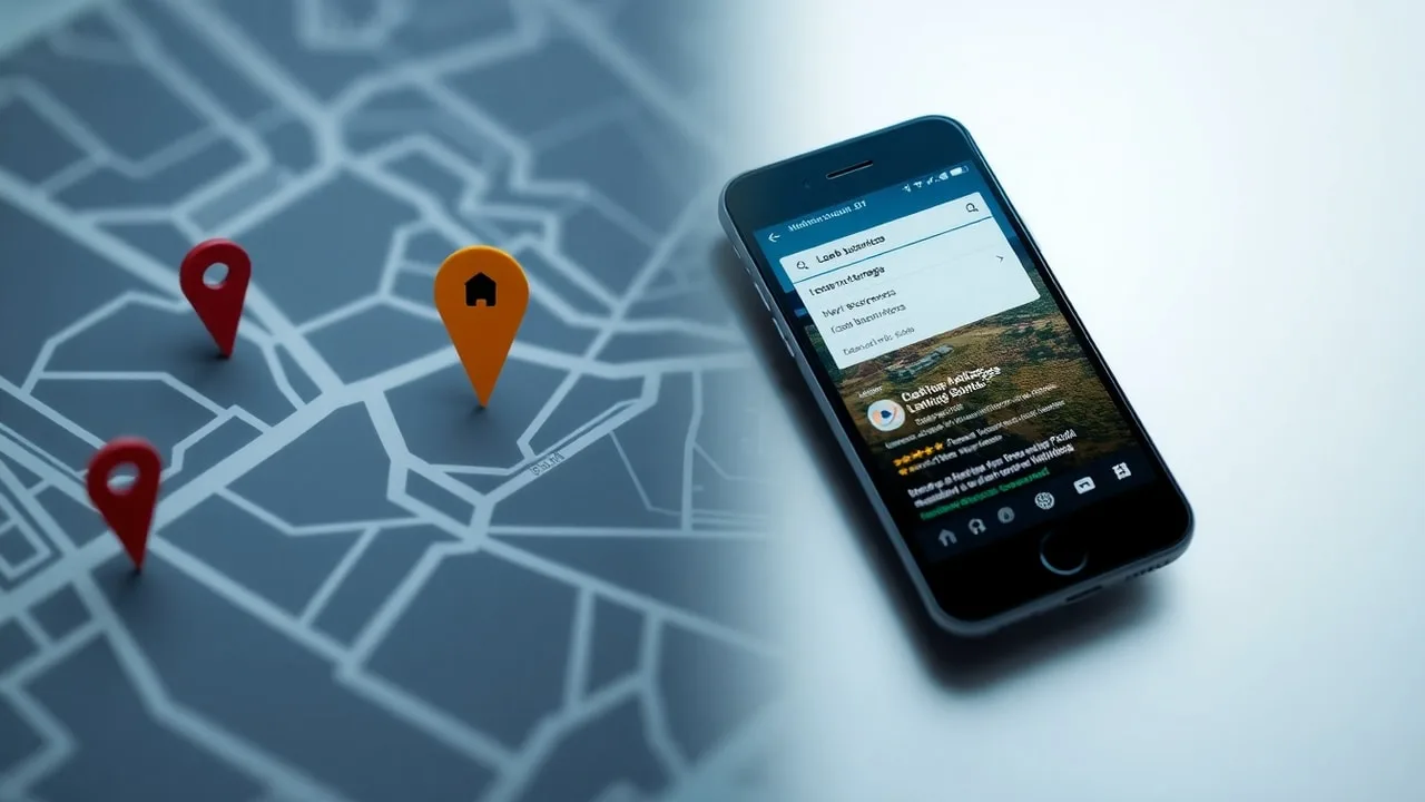 Akıllı telefon ekranında konum tabanlı arama sonuçları gösteriliyor