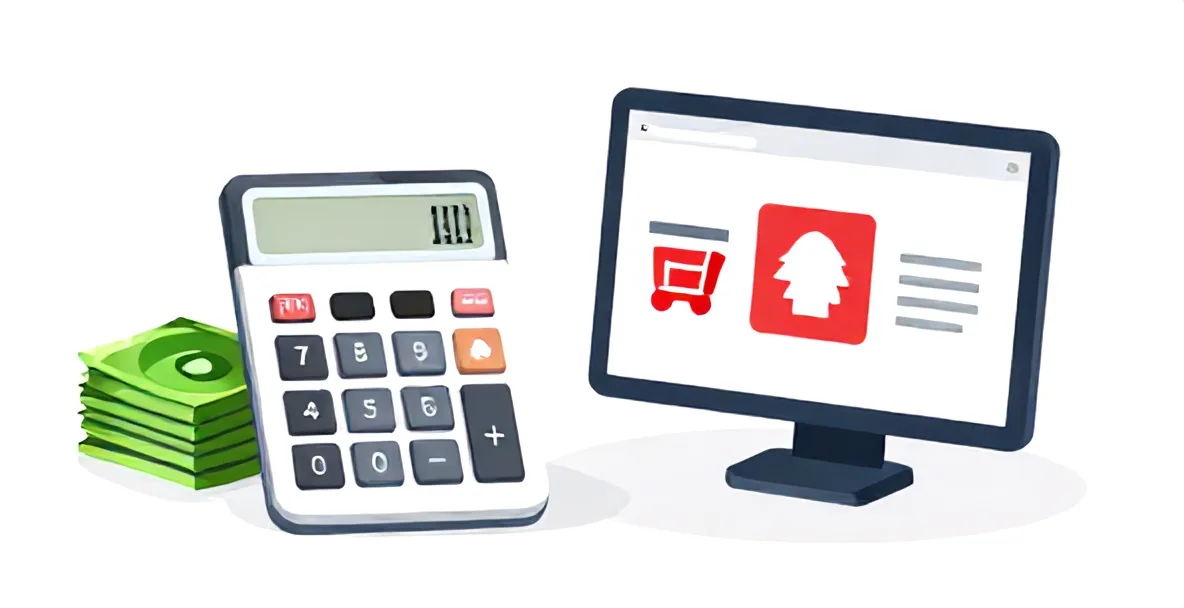 E-ticaret sitesi kurulumu için farklı maliyet kalemlerini gösteren infografik